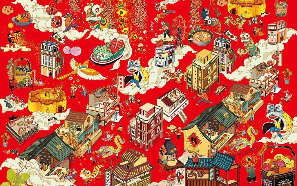 传统又时髦的新年插画VI设计